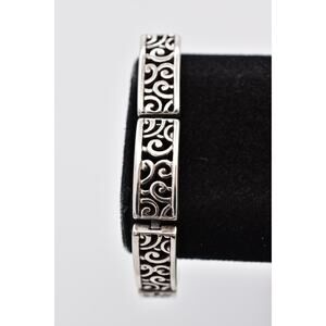 Brighton Filigree Link Bracelet Scroll Panel Silver Tone Vintage Retired BinBR